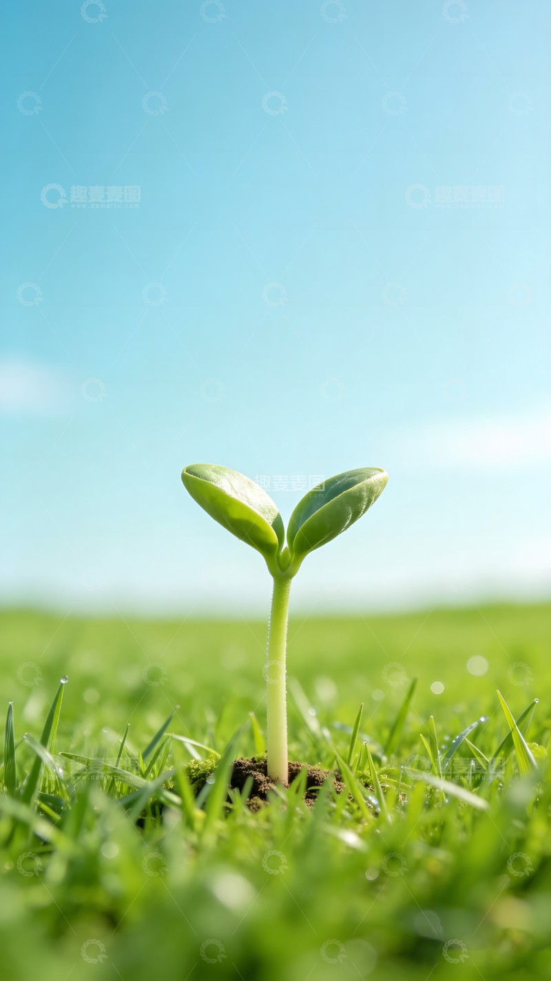 高清大图下载【趣麦麦图】新生幼苗绿意盎然