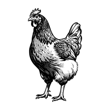 黑白线稿公鸡插画素材