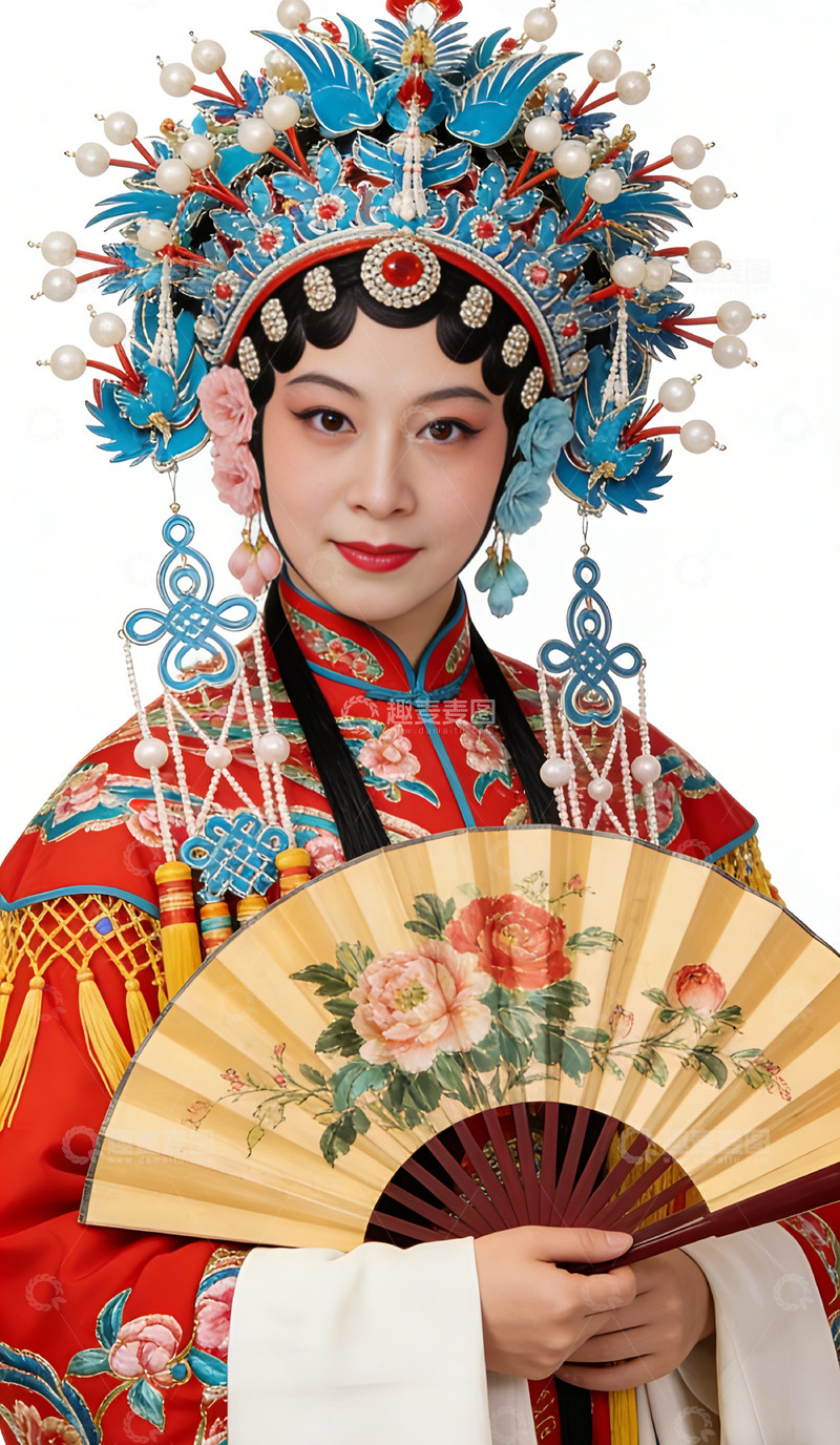 高清大图下载【趣麦麦图】京剧服饰女子手持折扇写真