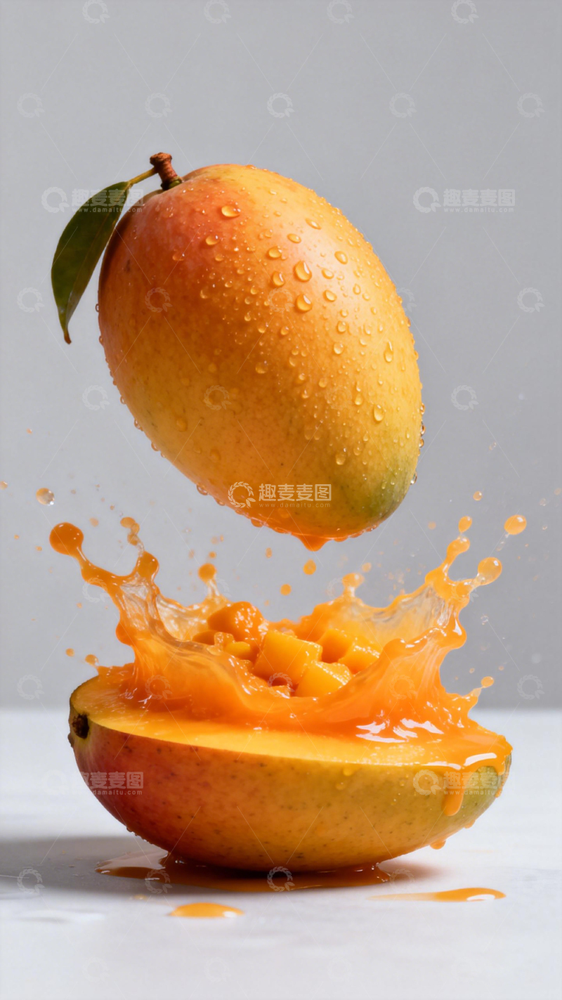 高清大图下载【趣麦麦图】芒果飞溅瞬间摄影