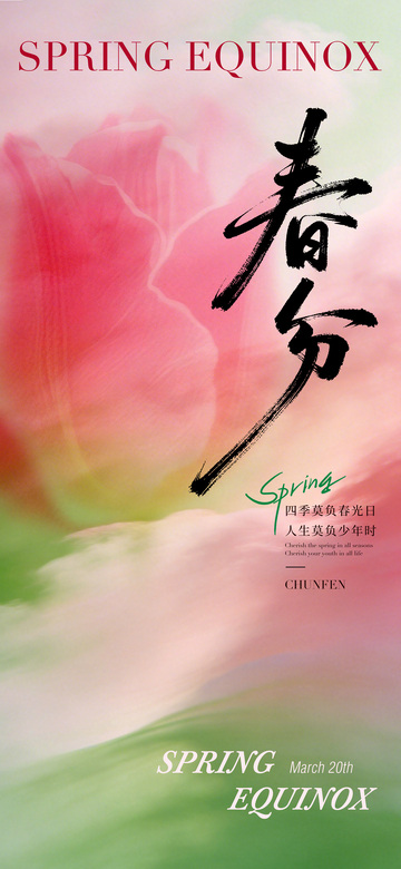 春季春分花卉宣传海报
