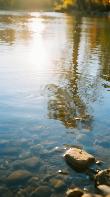宁静河岸石水景