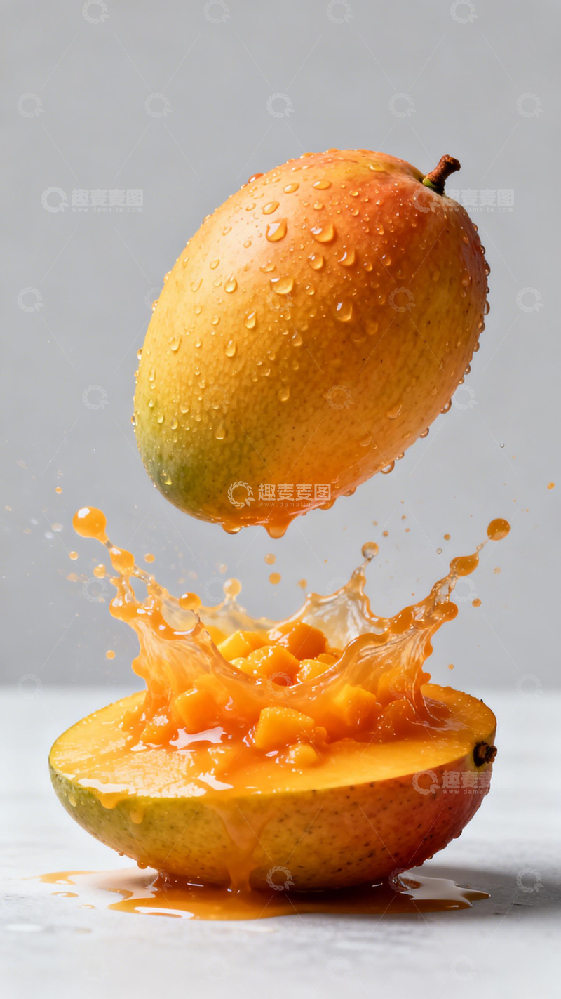 高清大图下载【趣麦麦图】动感芒果飞溅美食摄影