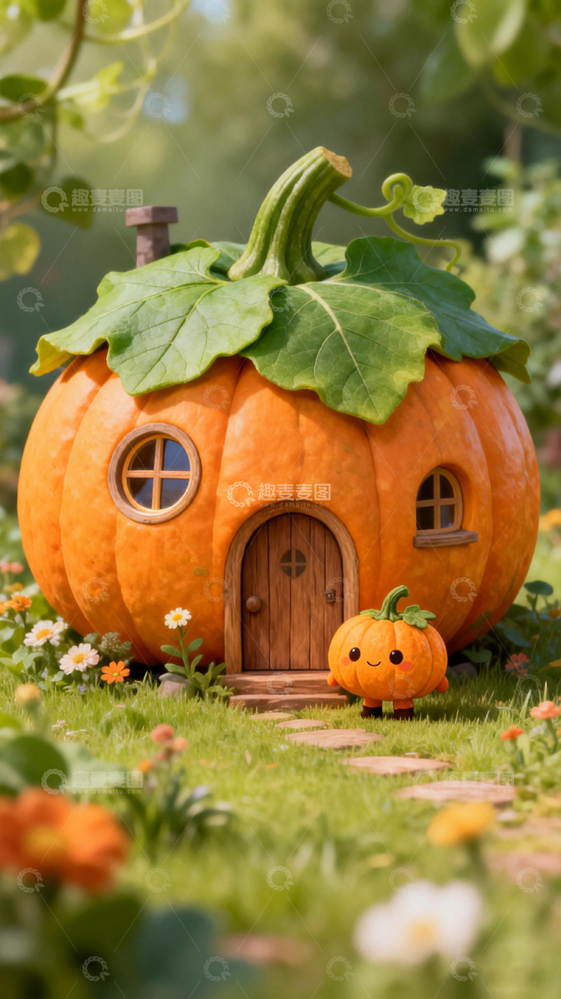 高清大图下载【趣麦麦图】南瓜屋童话场景图片
