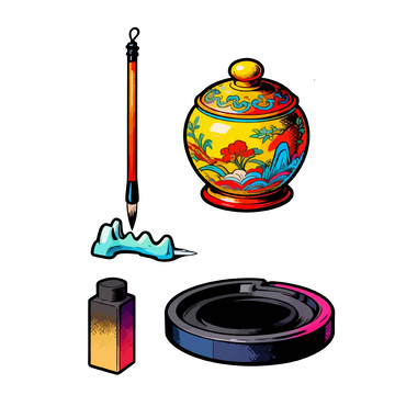 中国风文具绘画元素