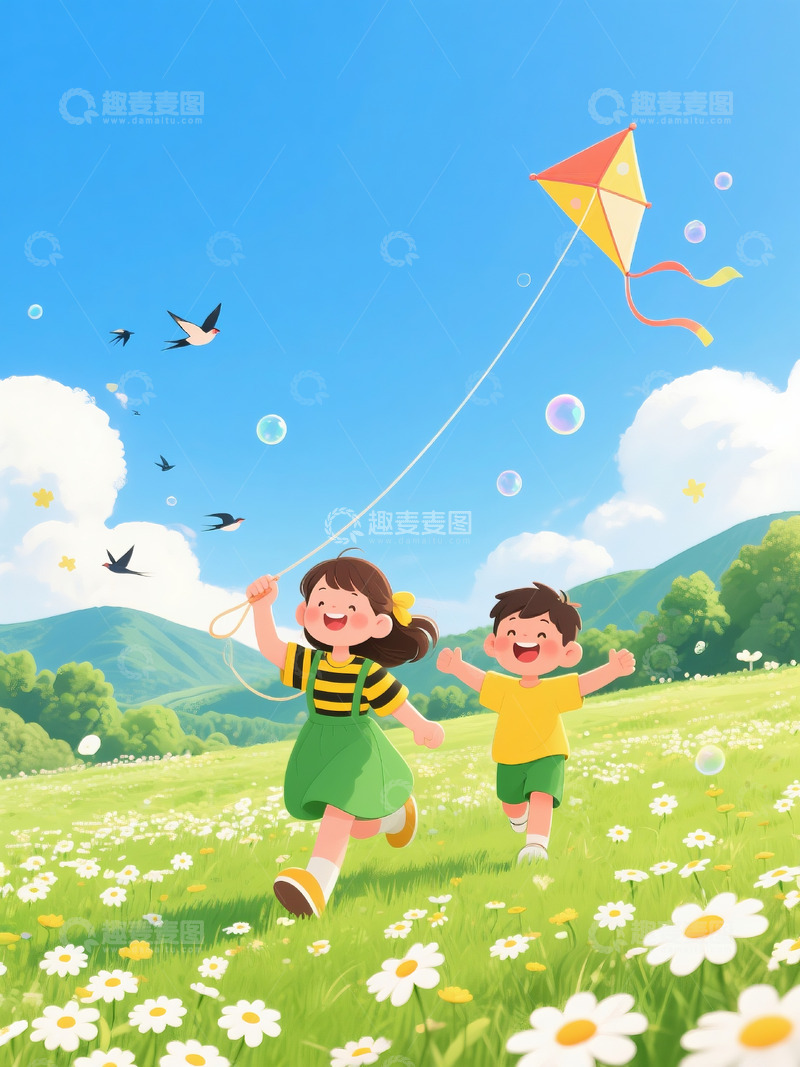 高清大图下载【趣麦麦图】春分卡通风格插画3