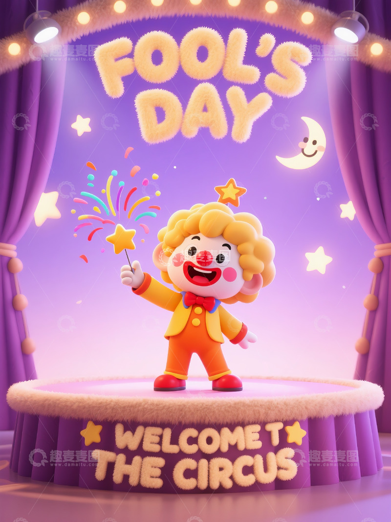 高清大图下载【趣麦麦图】愚人节插画海报