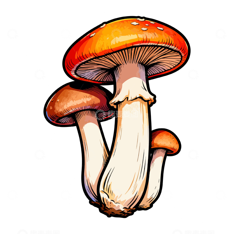 源文件下载【趣麦麦图】手绘蘑菇插画素材