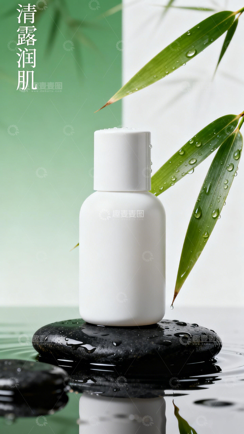 高清大图下载【趣麦麦图】清新润肌护肤精华广告