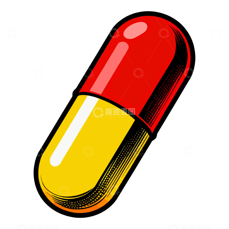 源文件下载【趣麦麦图】漫画风格药品胶囊插画素材