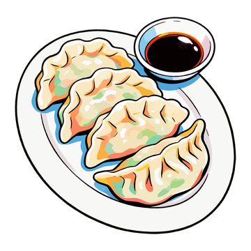 手绘饺子美食插画
