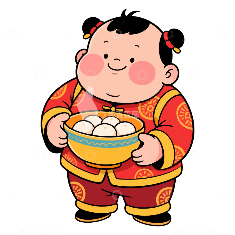 源文件下载【趣麦麦图】卡通新年喜气汤圆插画