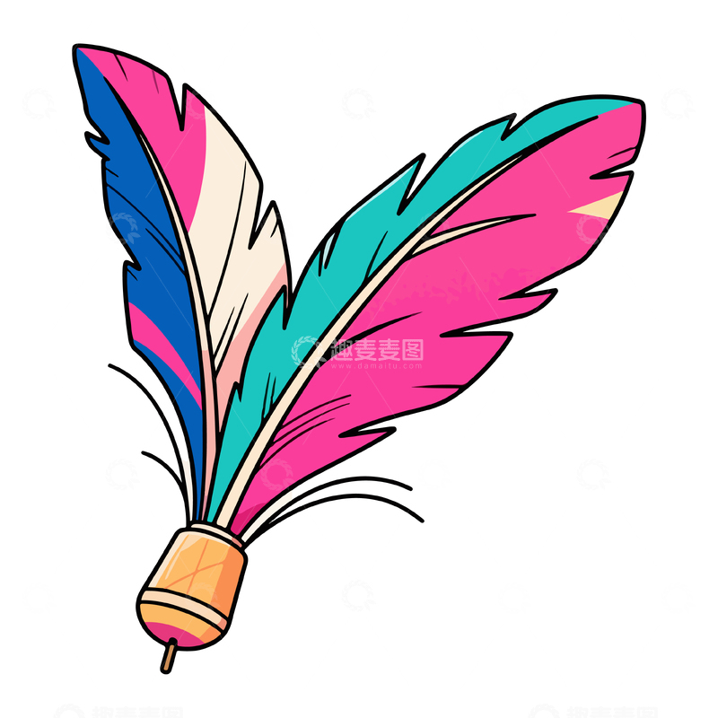 源文件下载【趣麦麦图】彩色羽毛卡通装饰图案
