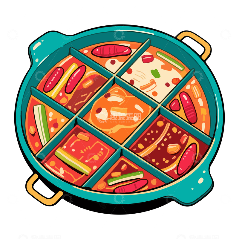 源文件下载【趣麦麦图】-卡通火锅美食插画