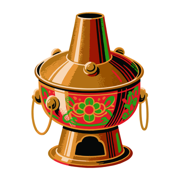 彩绘铜火锅插画设计素材