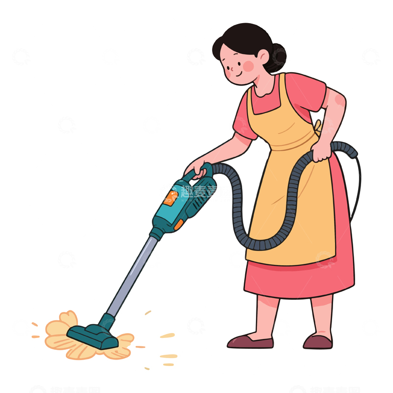 源文件下载【趣麦麦图】卡通吸尘器清洁场景