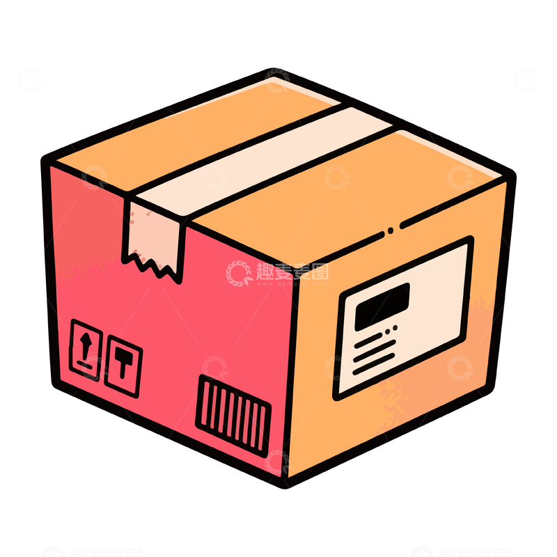 源文件下载【趣麦麦图】卡通纸箱图标设计素材