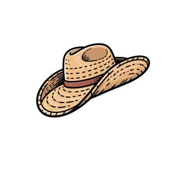 草帽田园风插画元素