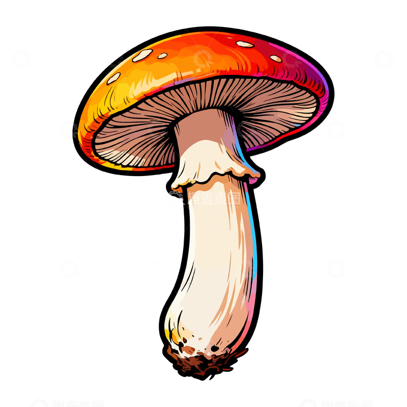 源文件下载【趣麦麦图】彩绘蘑菇手绘插画素材