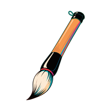 卡通风格画笔矢量插画