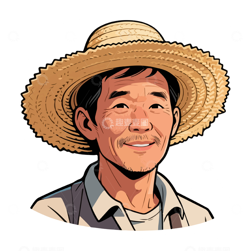 源文件下载【趣麦麦图】卡通农民头像矢量设计素材