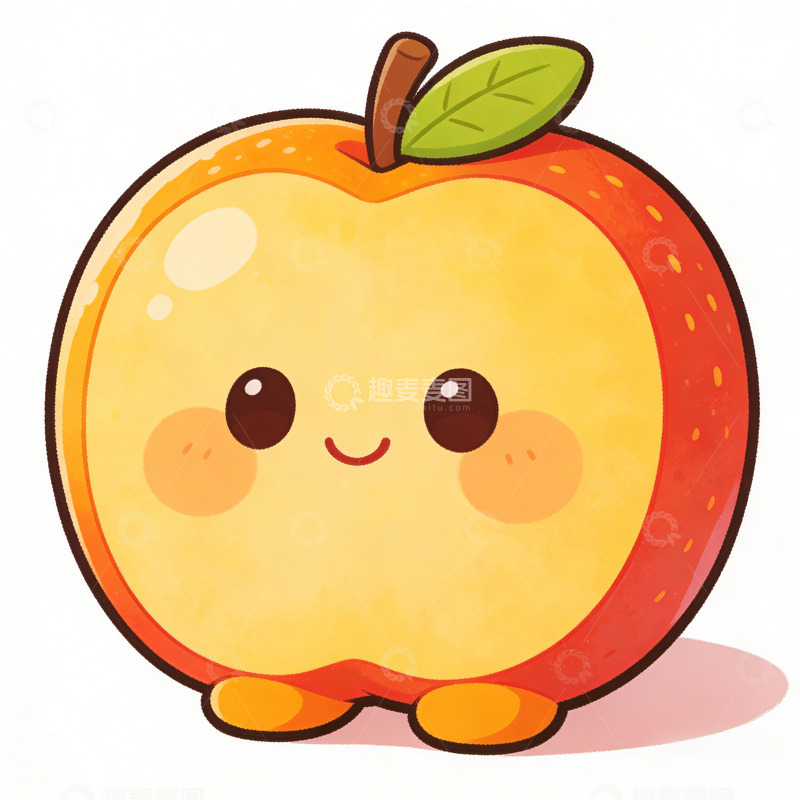 高清大图下载【趣麦麦图】可爱卡通苹果插画设计素材