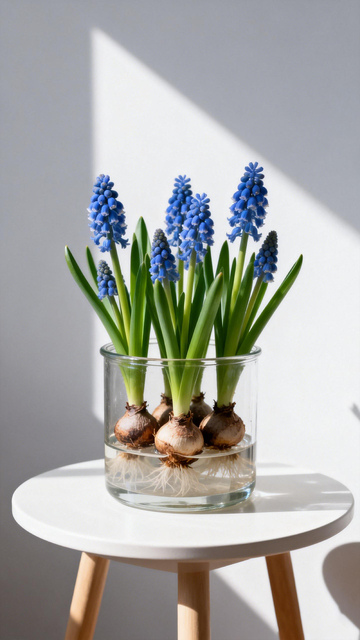 简约玻璃瓶蓝色花卉装饰