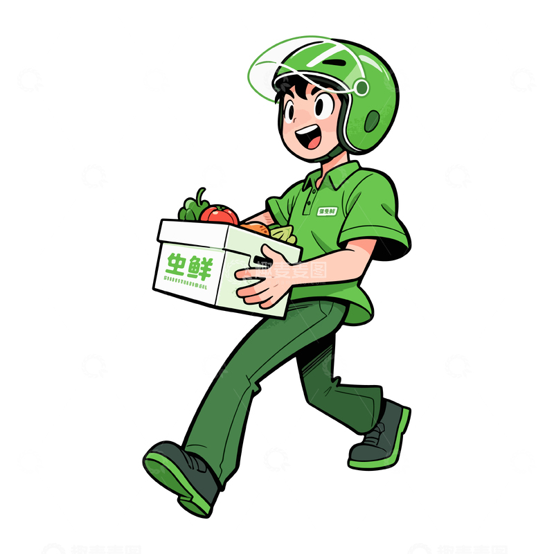 源文件下载【趣麦麦图】卡通配送员快递服务矢量插画