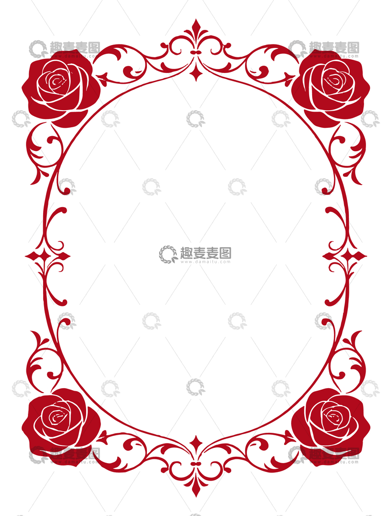 源文件下载【趣麦麦图】-红色玫瑰装饰边框