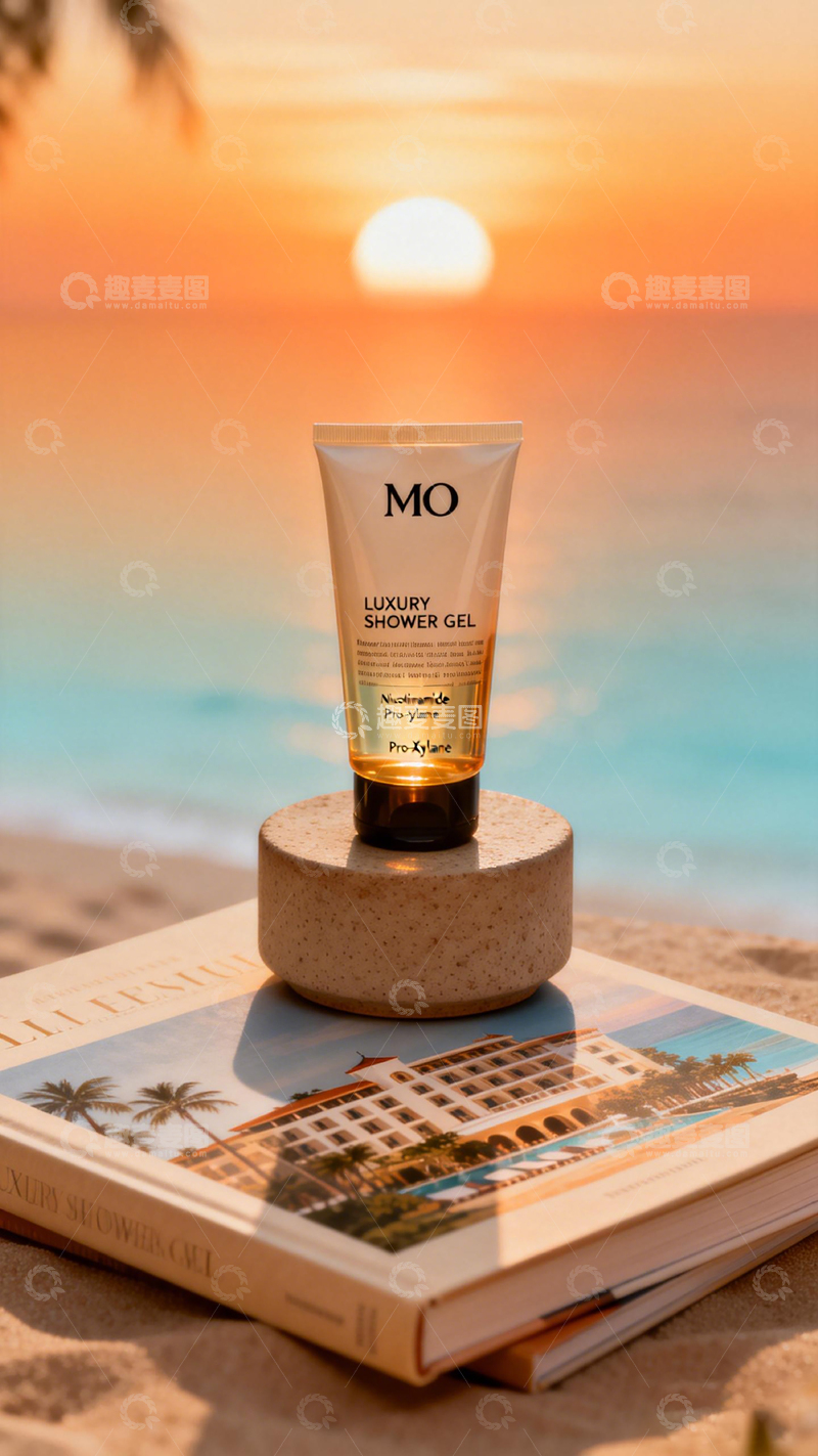 高清大图下载【趣麦麦图】海滩度假护肤品摄影
