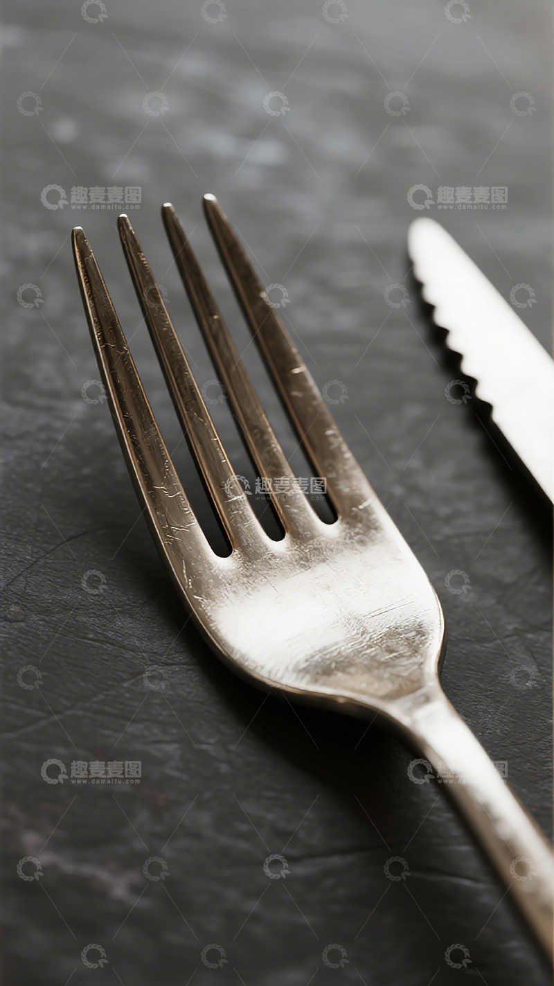 高清大图下载【趣麦麦图】复古金属叉子特写