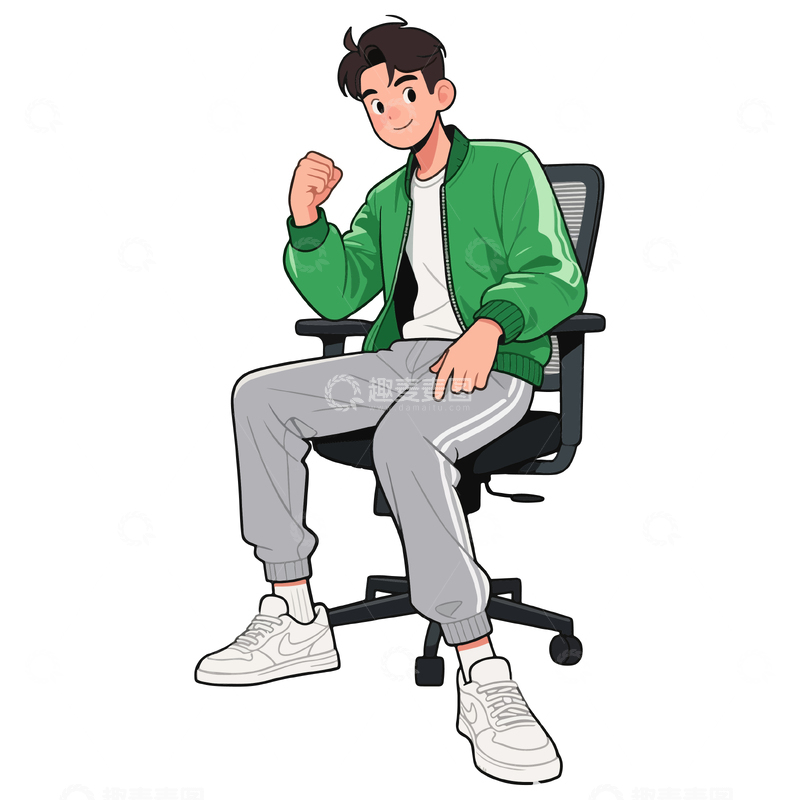 源文件下载【趣麦麦图】-时尚青年坐姿插画