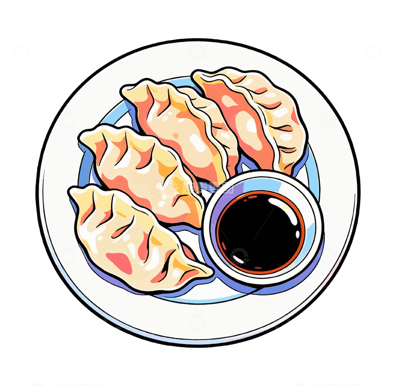 源文件下载【趣麦麦图】手绘饺子美食插画