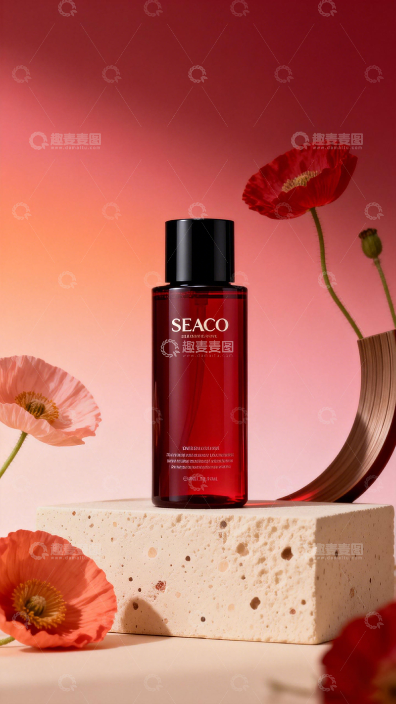 高清大图下载【趣麦麦图】红色香水与虞美人花摄影