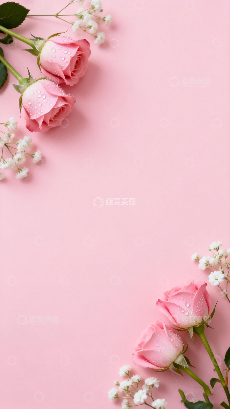 高清大图下载【趣麦麦图】粉色玫瑰浪漫背景图