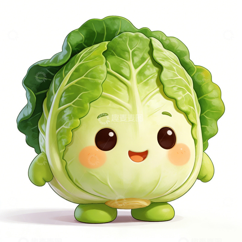 高清大图下载【趣麦麦图】卡通可爱卷心菜拟人形象