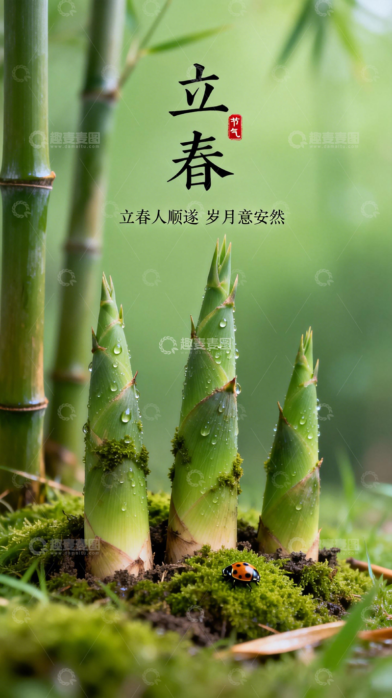 高清大图下载【趣麦麦图】立春笋芽新生自然风景