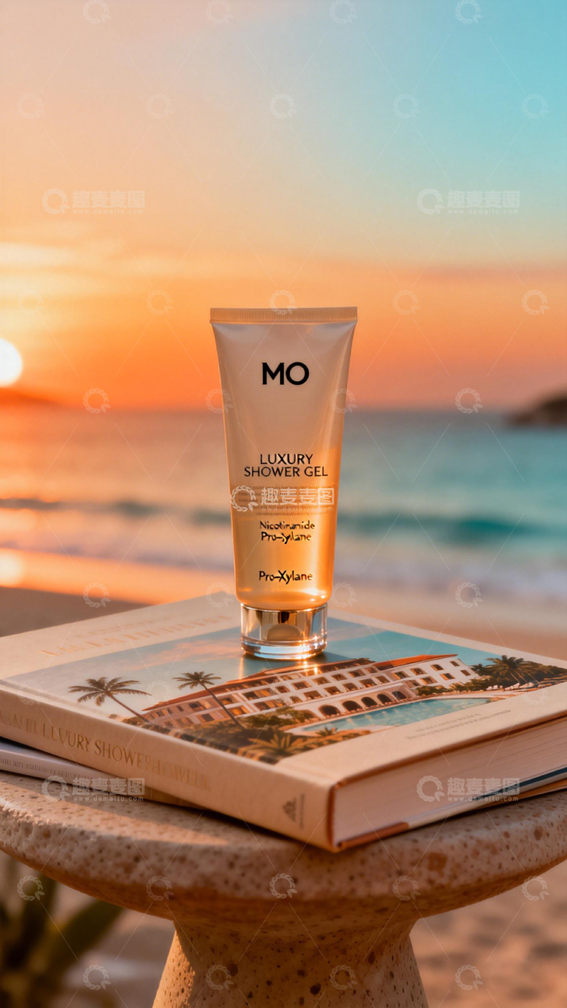 高清大图下载【趣麦麦图】海边奢华沐浴乳广告