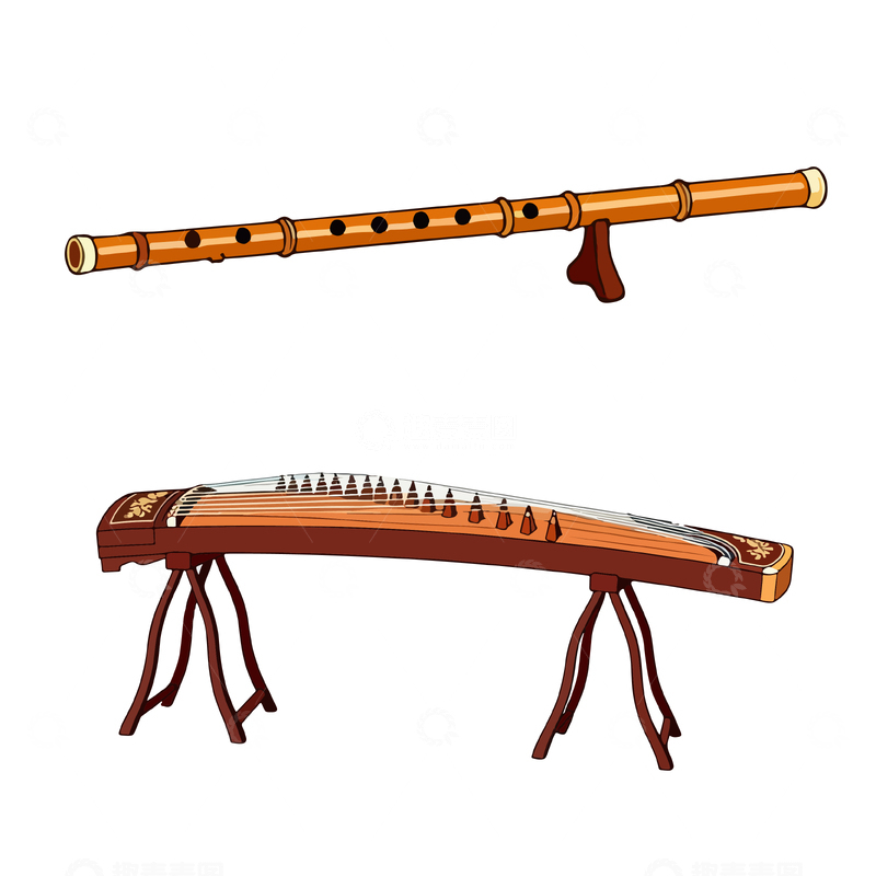 源文件下载【趣麦麦图】古典乐器插画