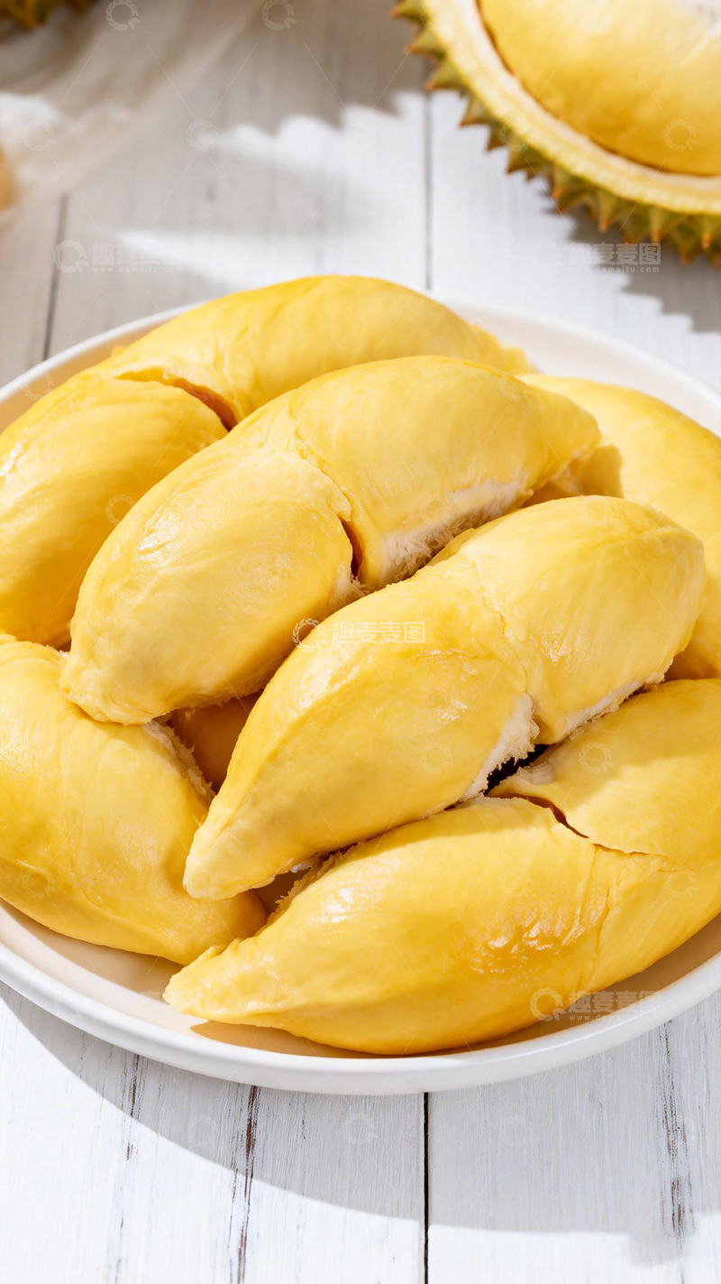 高清大图下载【趣麦麦图】新鲜榴莲果肉美食摄影图片