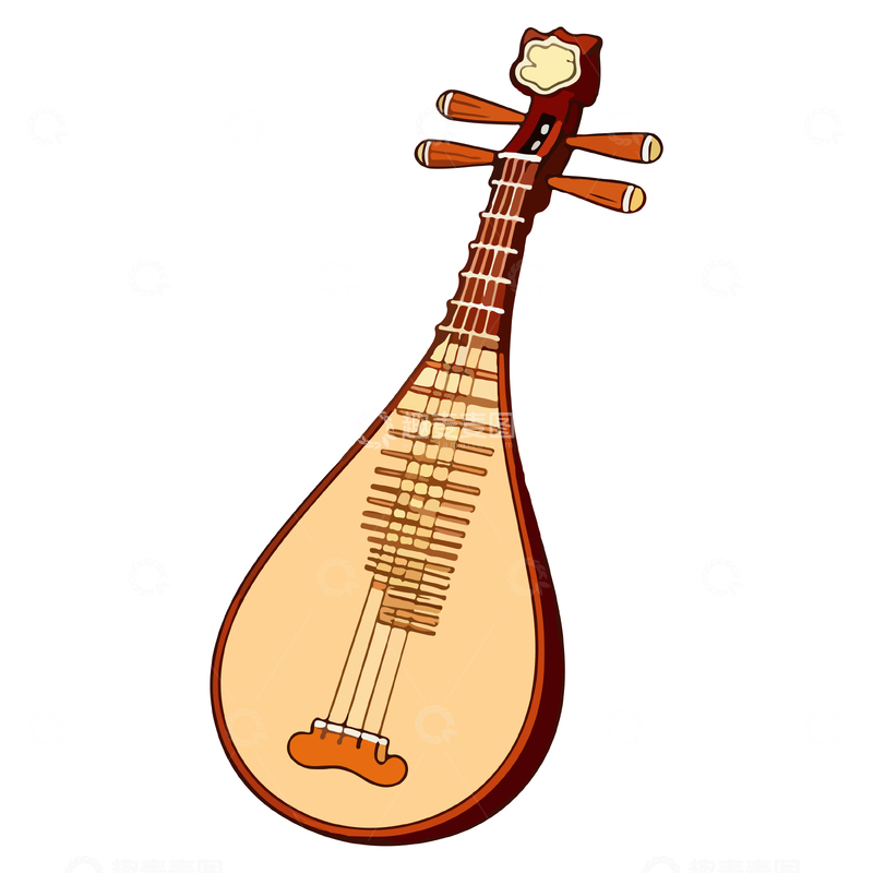 源文件下载【趣麦麦图】传统乐器琵琶卡通插画
