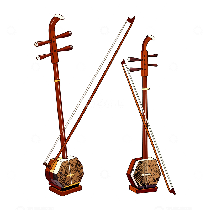源文件下载【趣麦麦图】传统乐器二胡插画设计素材