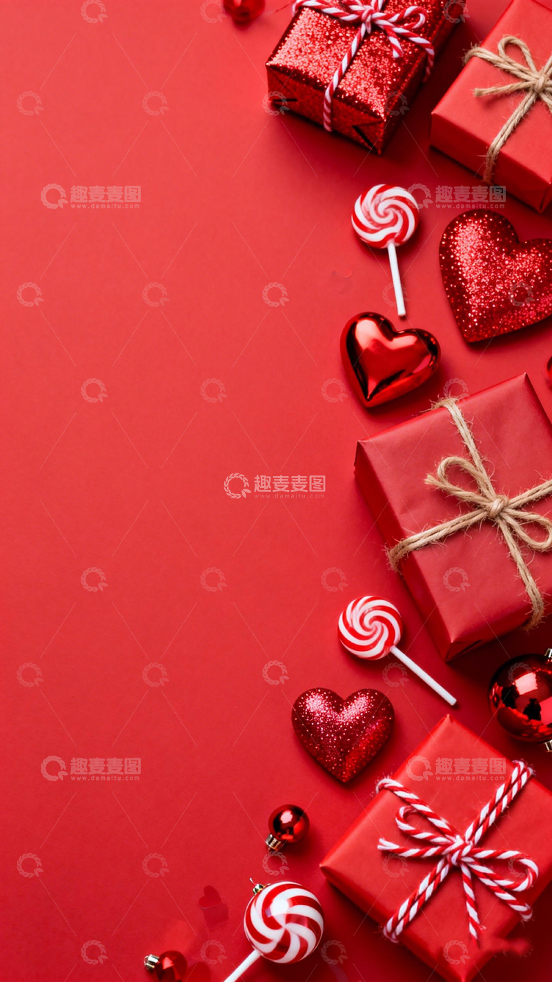 高清大图下载【趣麦麦图】红色节日礼物组合摄影