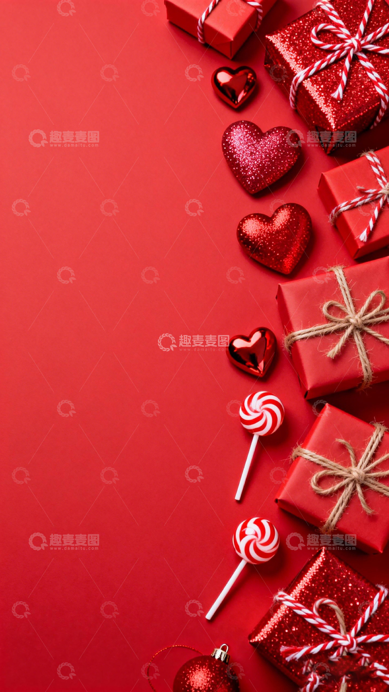 高清大图下载【趣麦麦图】红色节日礼物背景