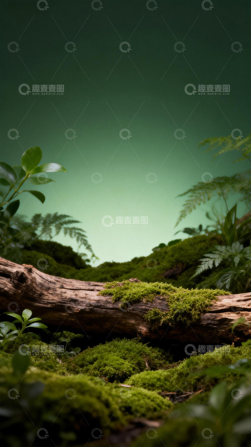高清大图下载【趣麦麦图】森林绿意苔藓原木摄影