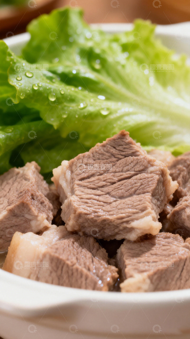 高清大图下载【趣麦麦图】牛肉块配生菜美食摄影