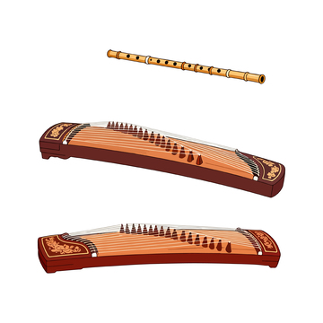 古典乐器扬琴插画