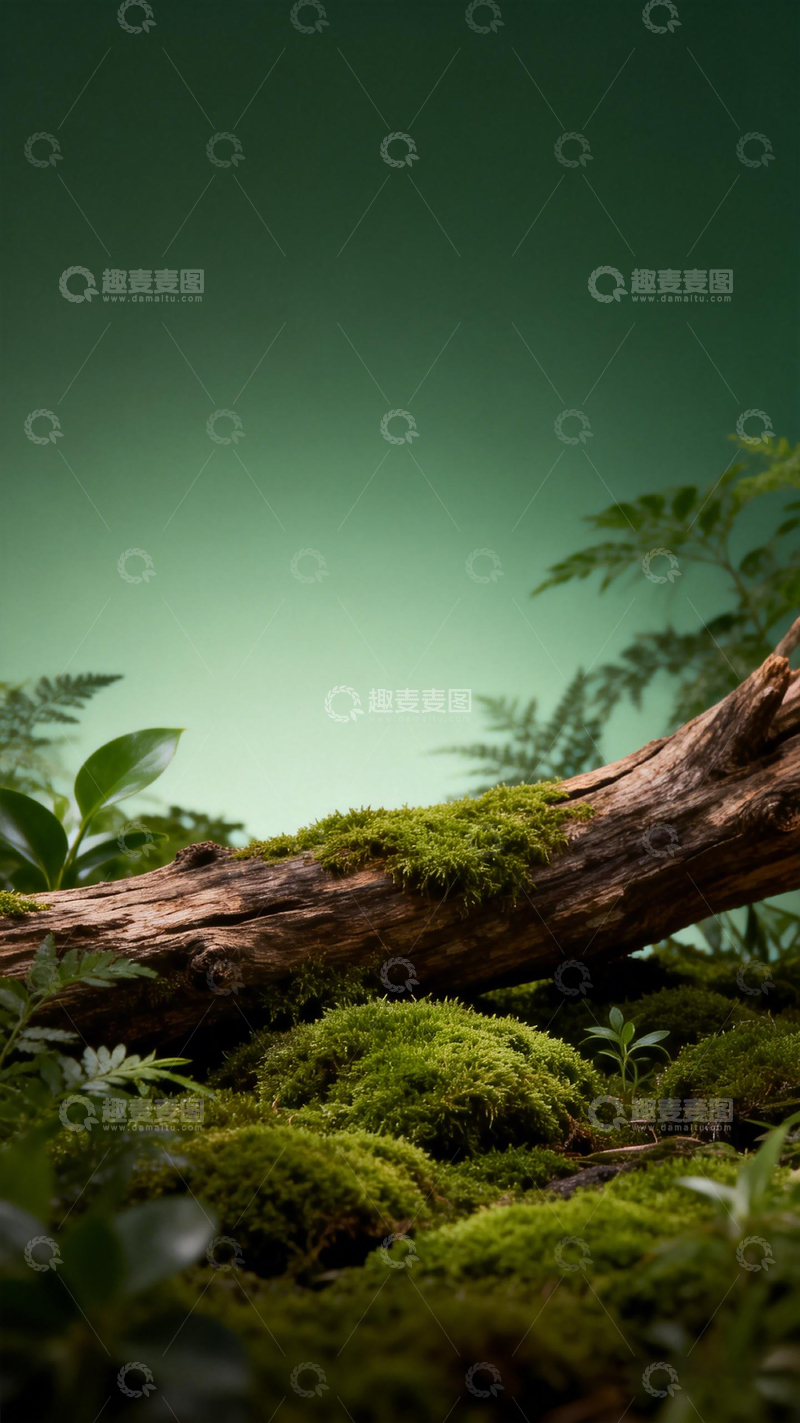 高清大图下载【趣麦麦图】森林绿意苔藓枯木景