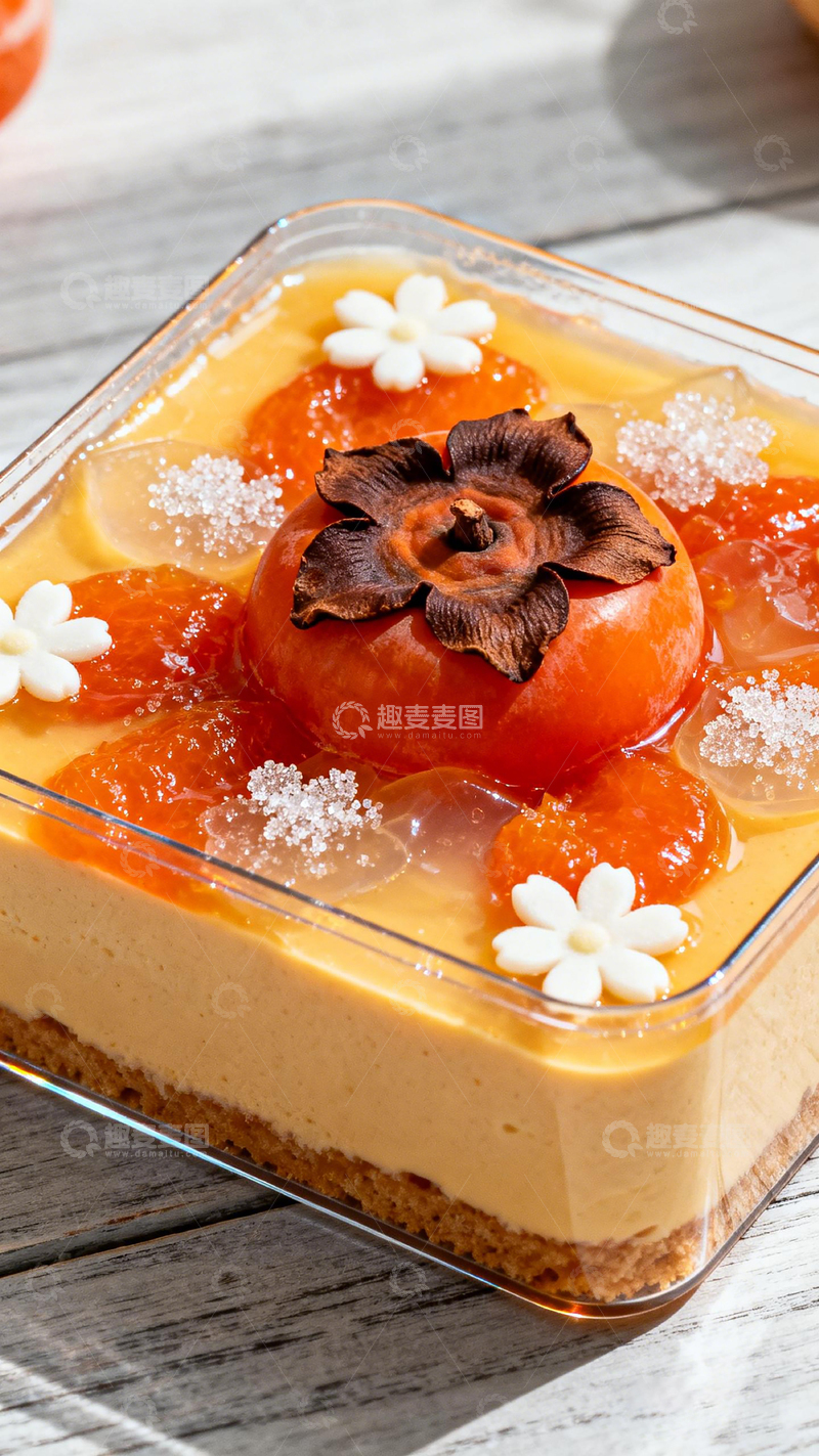 高清大图下载【趣麦麦图】精致柿子蛋糕甜点摄影