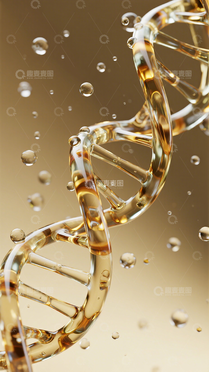 高清大图下载【趣麦麦图】金色DNA分子科技感素材